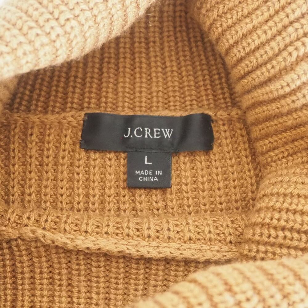 J. Crew Ribbed cotton-blend relaxed turtleneck Sweater Brown Women's Sz L BB427 - Picture 2 of 8